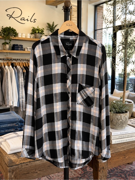 Rails Tops - Rails Hunter Plaid Button Down Shirt Onyx Periwinkle Blush Large